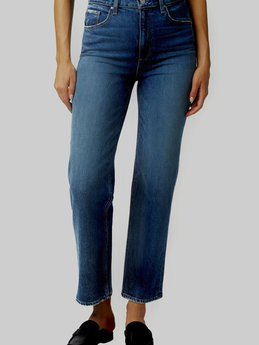 PAIGE Sarah Straight Ankle Jeans 26 High Rise Stretch Organic Cotton Blue